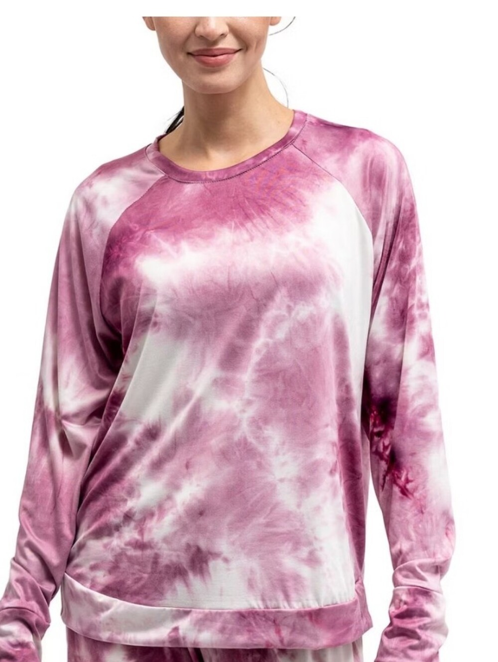 Hello Mello Dyes The Limit Tie Dye Lounge Top Orchid Purple Stretch  Size S/M
